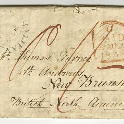 Letter to Thomas Turner, St. Andrews, New Brunswick, British North America | 1839 | View of Front Side