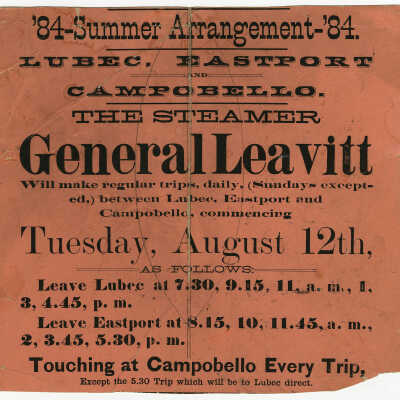 Steamer General Leavitt | Summer Schedule | Hand Bill | 1884