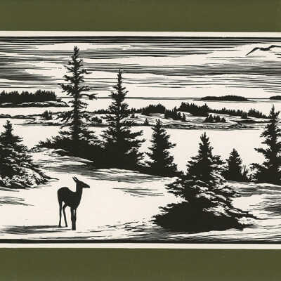 Christmas Card [Deer in a Landscape] | Pauline Inman