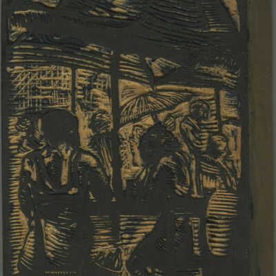 Untitled Block [Two Women at a Table with Parasol] | Pauline Inman