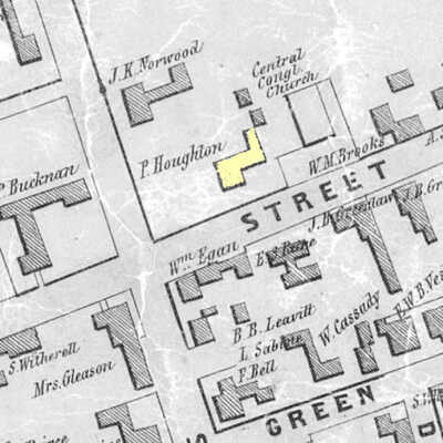 Partmon Houghton House, shaded in yellow, 1855.