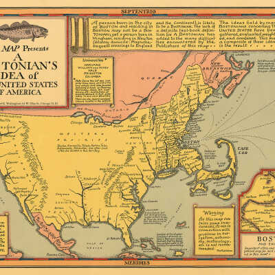 This Map Presents A Bostonian’s Idea of the United States of America. | Daniel K. Wallingford