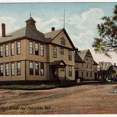 Lubec, Maine, High School and Columbian Hall | Postcard