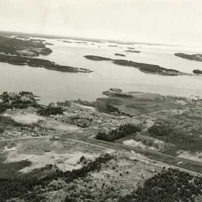 Aerial View | North End, Eastport, Maine looking north towards Deer, Indian, and Campobello Islands, New Brunswick | U. S. Army Corps. of Engineers