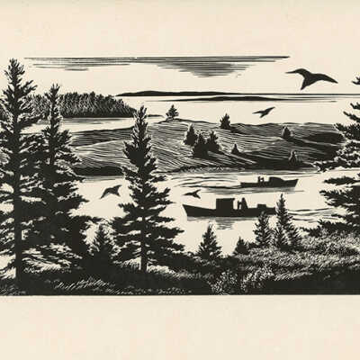 Christmas Card [Landscape with Two Boats] | Pauline Inman