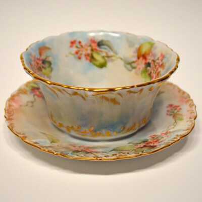 Cup and Saucer. Hand Painted China | Martha "Mattie" Waide | Eastport, Maine