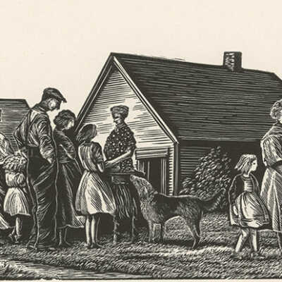 The Cake Sale (2nd Block) | Pauline Winchester Inman | Wood Engraving | 1953