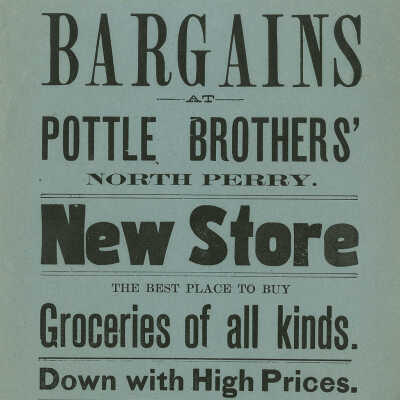 Bargains at Pottle Brothers' North Perry New Store | 1893