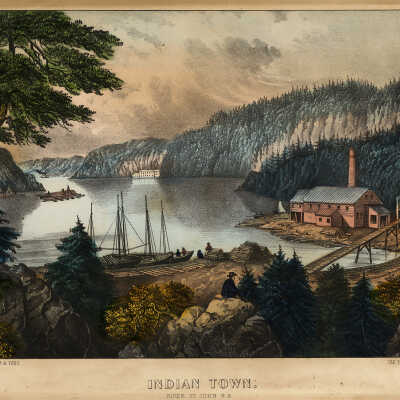 Indian Town, River St. John, N.B. | Published by Currier & Ives | 1857-1872