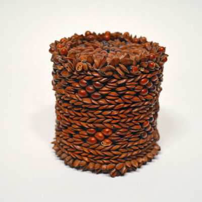 Cylinder berry covered basket with lid [Passamaquoddy] | Unknown Artist