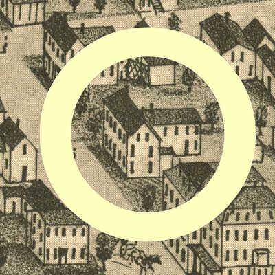 George Peabody House, circled in yellow, 1879.