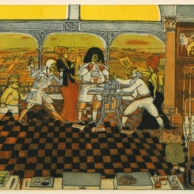 History of Printmaking: Ben Franklin at Versailles | Warrington Colescott