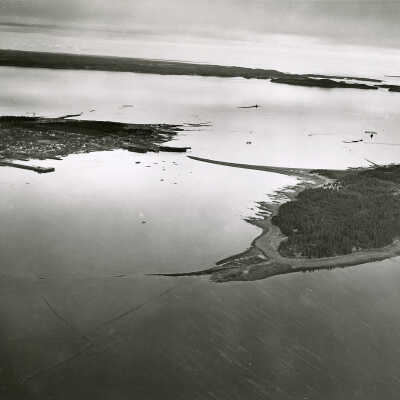 Aerial View | Looking South at St. Andrews, New Brunswick at Left, Navy Island, New Brunswick at Right towards Deer Island, New Brunswick in Distance | U. S. Army Corps. of Engineers
