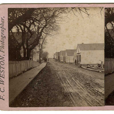Stereoview of Commerical Street, Lubec, Maine | F.C. Weston
