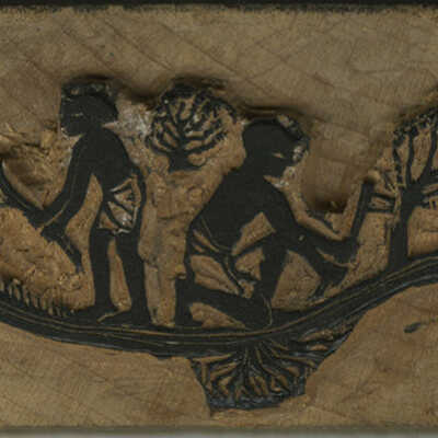 Untitled Block [Two Men working, Egyptian Motifs] | Pauline Inman (?)