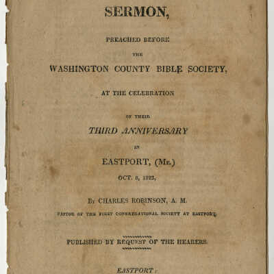 Sermon, Preached before the Washington County Bible Society [1823] | [No Artist Defined]