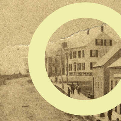 Jacob Shackford House, circled in yellow, c.1860.