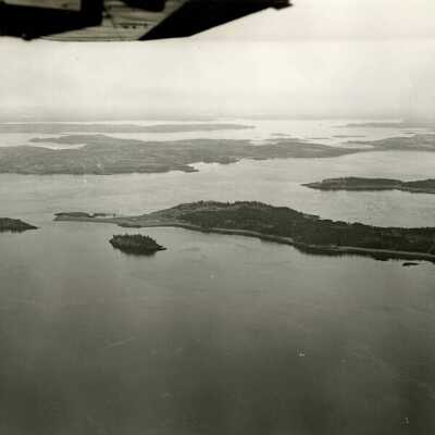 Aerial View | Looking West from Indian Island, New Brunswick towards Eastport, Maine. | U. S. Army Corps. of Engineers