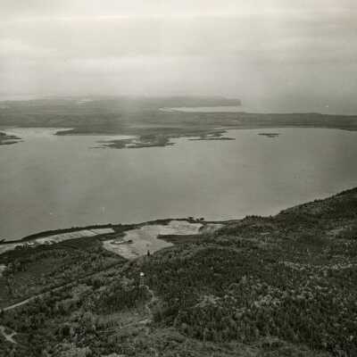 Aerial View | Looking East from West Quoddy Head, [Lubec], Maine towards Campobello Island, New Brunswick | U. S. Army Corps. of Engineers