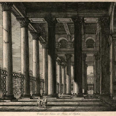 Veduta del Interno del Pronao del Pantheon | Luigi Rossini