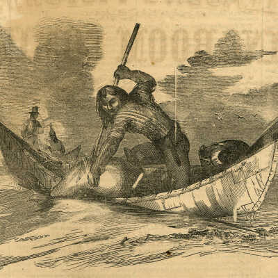 Indian Mode Of Catching Porpoises | Gleason’s Pictorial Drawing-Room Companion, November 29, 1851, Page 496