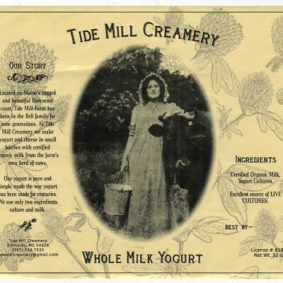 Tide Mill Creamery | Whole Milk Yogurt Label | Edmunds, Maine | c.2010