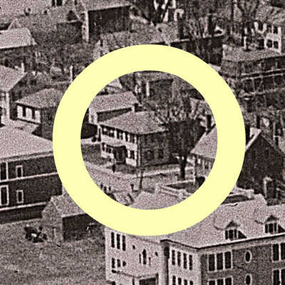 George Hobbs House, circled in yellow, c.1930.