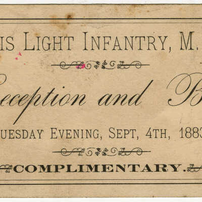 Calais Light Infantry, M.R.M. Reception and Ball | Invitation Card | Calais, Maine