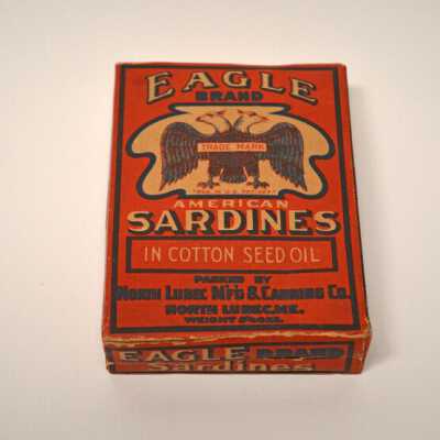 Eagle Brand Sardines in Cotton Seed Oil | Carton Box | Produced by North Lubec Manufacturing and Canning Company, North Lubec, Maine