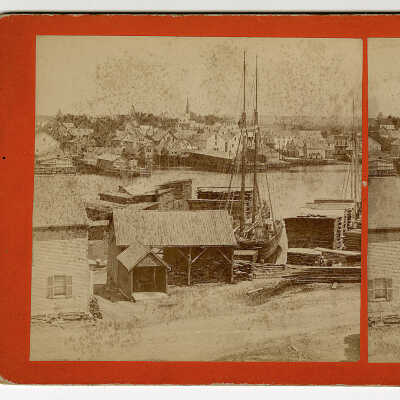 Stereoview of Waterfront, Calais, Maine | C.E. Libby