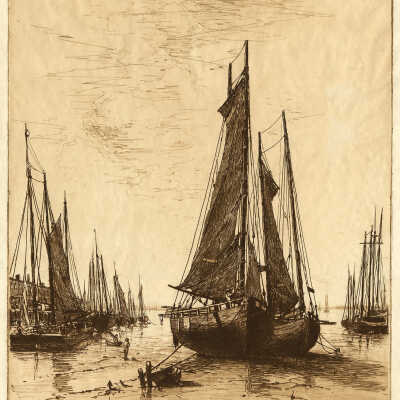 The Market Slip, St. John, N.B., at Ebb Tide | Charles Platt | Etching | 1981
