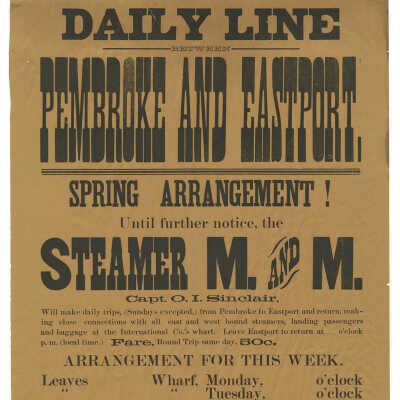 Steamer M.&.M. | Pembroke and Eastport Spring Schedule