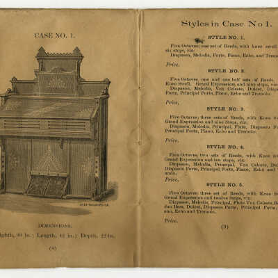 Case No.1. From Catalogue of Wm. E. Leighton & Co's Cabinet Organs [Pembroke, Maine] |
