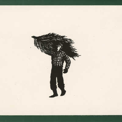 Christmas Card [Man Carrying Christmas Tree] | Pauline Inman