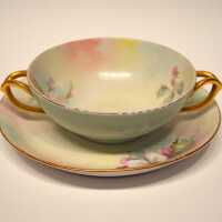 Martha "Mattie" Waide (1857-1929) | Hand Painted China Cup and Saucer | Eastport, Maine