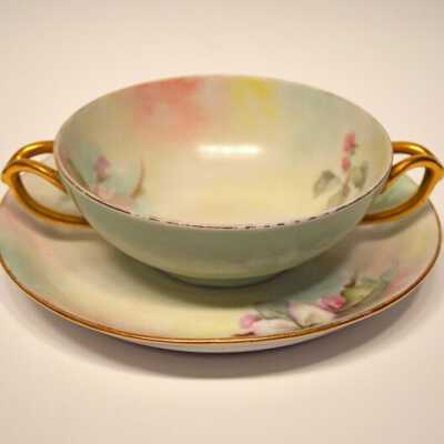 Cup and Saucer. Hand Painted China | Martha "Mattie" Waide | Eastport, Maine