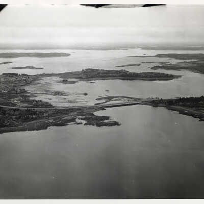 Aerial View | Looking Southwest at site for Powerhouse No. 2 & Carlow Island Dam. | U. S. Army Corps. of Engineers