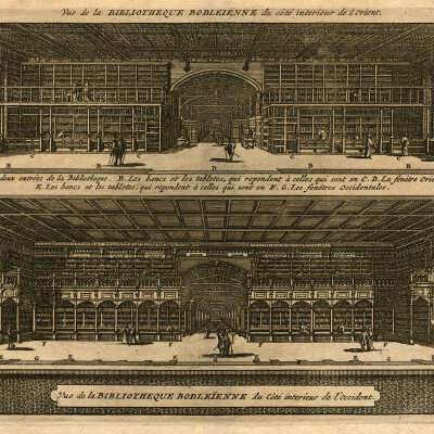 Vue de la BIBLIOTHEQUE BODLEIENNE du Cote interieur de l’occident | The Bodleian Library, Oxford University | 1727