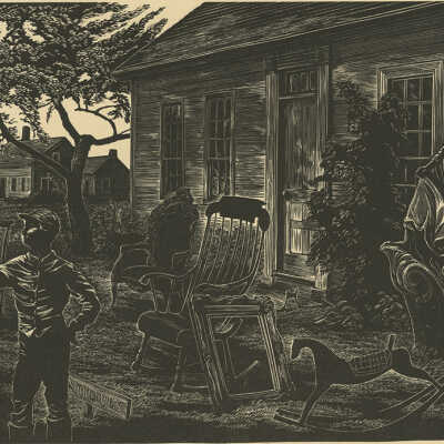 (Antique Store) Rte. 1 | Pauline Winchester Inman | Wood Engraving | 1954