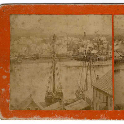Stereoview of Waterfront, Calais, Maine | C.E. Libby