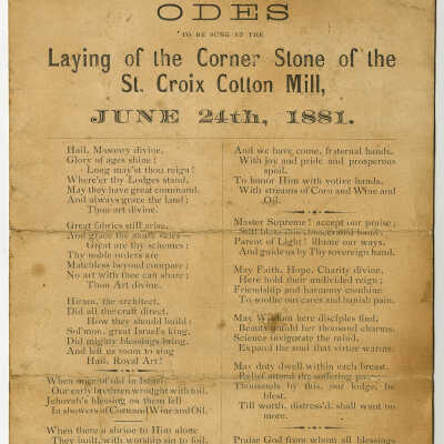 Odes to be Sung at the Laying of the Corner Stone of the St. Croix Cotton Mill | St. Stephen, New Brunswick