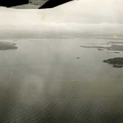 Aerial View | Looking North with West Quoddy Head, [Lubec], Maine at Left and Campobello Island, New Brunswick at Right | U. S. Army Corps. of Engineers