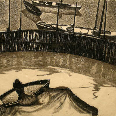 Weir Fishing | Howard Cook | 1928