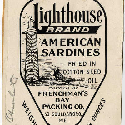 Lighthouse Brand. American Sardines Fried in Cotton-seed Oil. | [No Artist Defined]