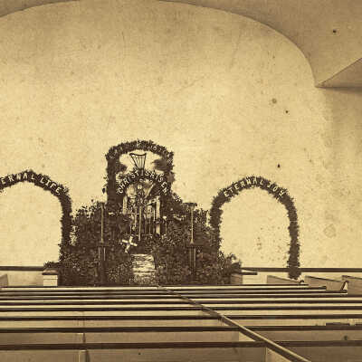 North Church interior, c.1880, before Church building raised up.