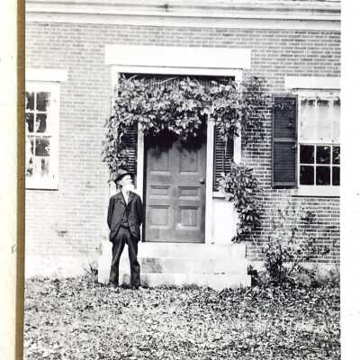 Gibeon Elden Bradbury in front of his house, circa 1900: Gibeon E. Bradbury Family Papers, Dyer Library and Saco Museum Archives