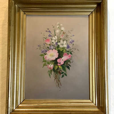 Pasture Roses, Harebells, and Moth Mullen