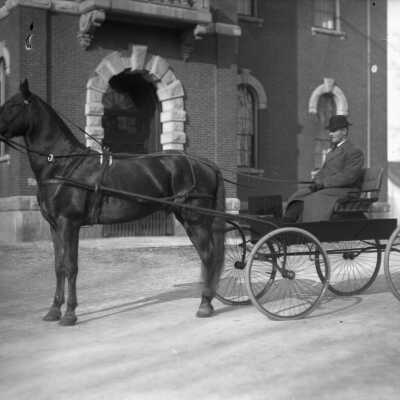 Horse and buggy at Sweetser School