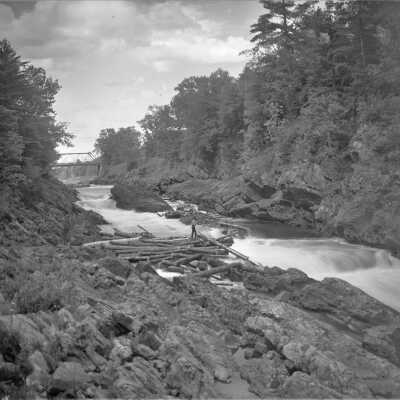 Man logging on the Saco River