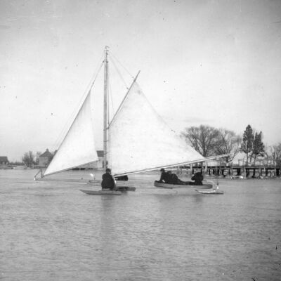 Ice boating, Shrewsbury River, NJ
